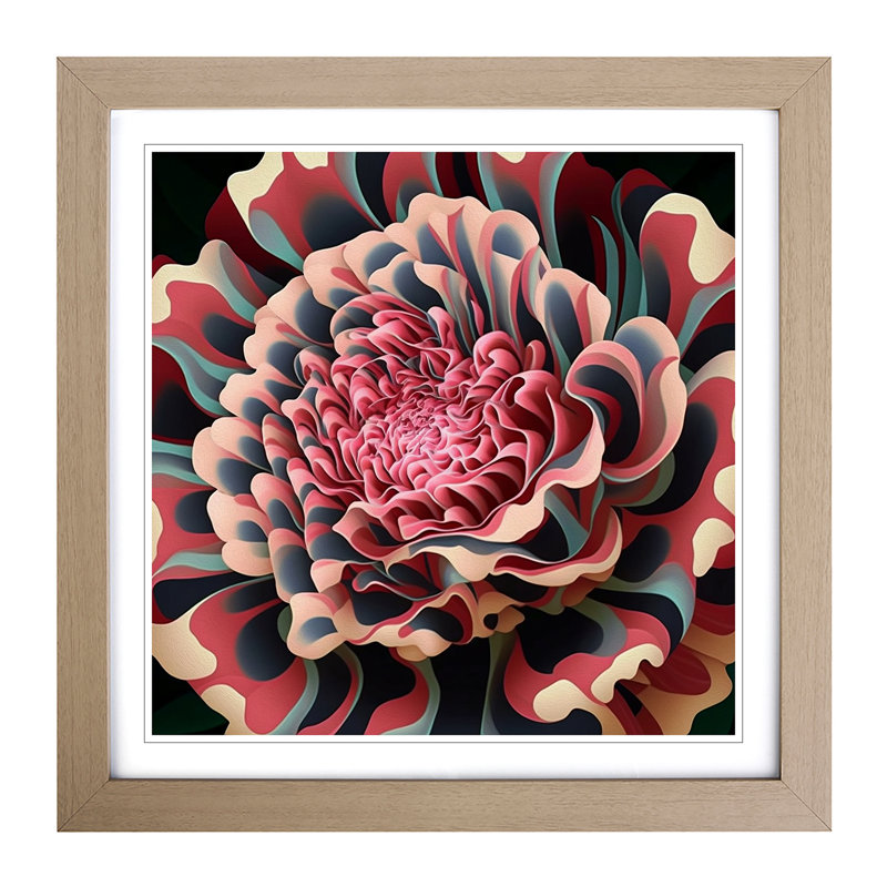 Carnation Flower Op Art - Framed Print, Oak