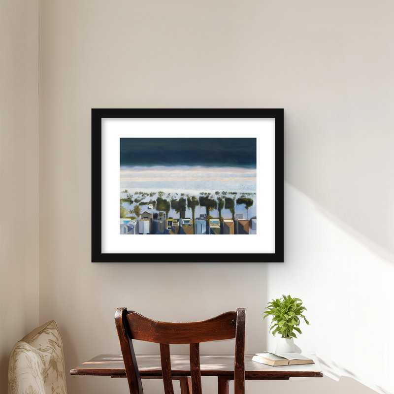 «Bird's Eye View of Beach - Turquoise Coastal», reproduction encadrée, H 16 po x l 20 po, Noir