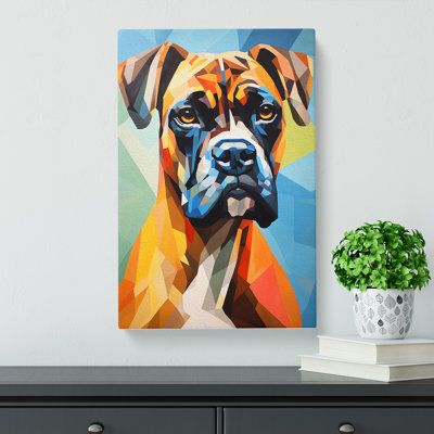 Boxer Dog Cubism - Wrapped Canvas
