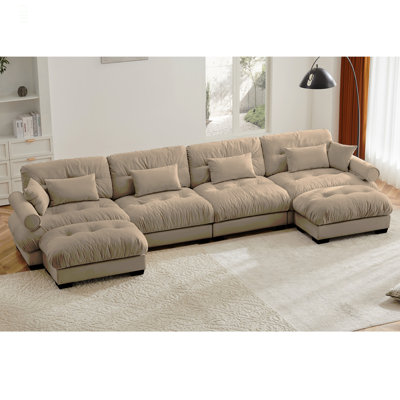 Canapé modulaire en U en forme de U avec repose-pieds mobile, canapé d'angle rembourré et confortable en velours 4 places convertible