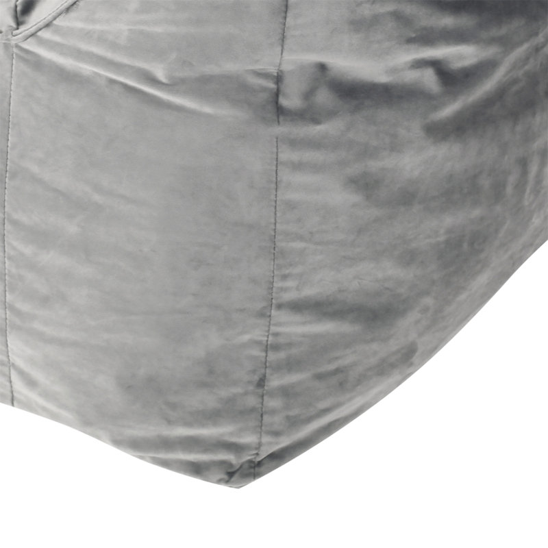 Allea Velveteen Bean Bag Chair With Armrests, Gray Velvet