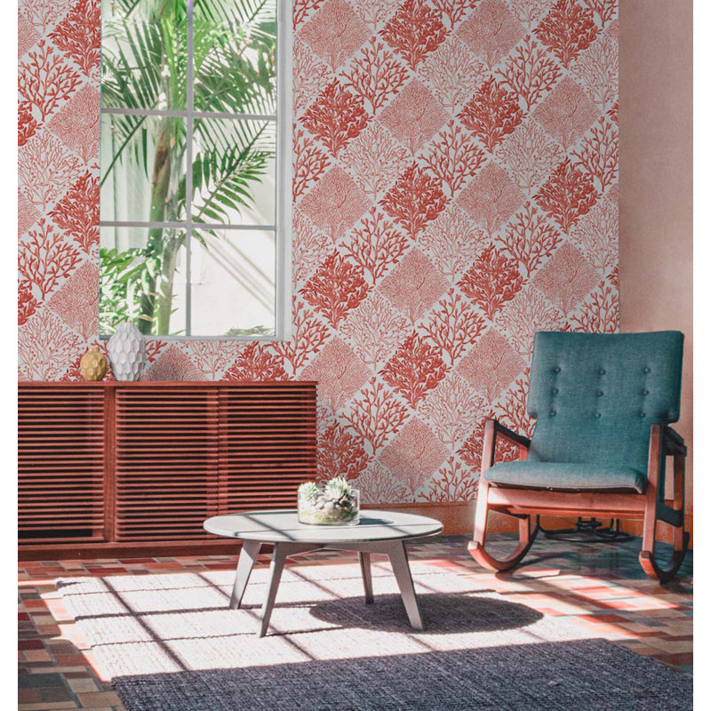 Rouleau de papier peint autocollant L 1,5 pi x l 20,5 po Tabernash Seaweed, Vermillion