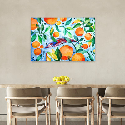 Vibrant Orange Garden Abstract Contemporary Flower Landscape Wall Art