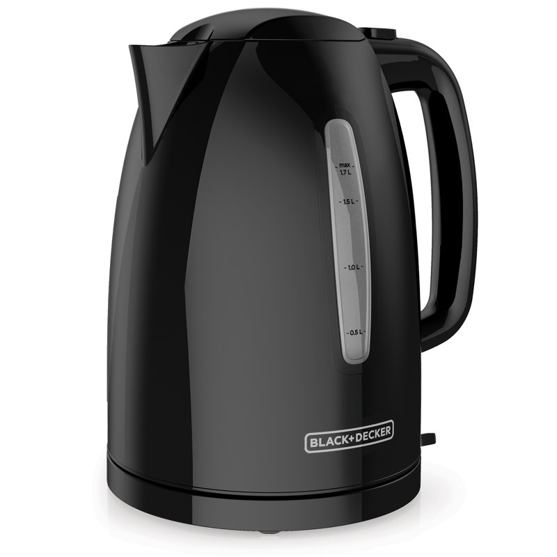 BLACK+DECKER Rapid Boil 1.7L Plastic Electric Tea Kettle, Black