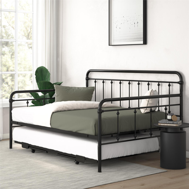 Beant Daybed with Pop Up Trundle, Black, Full