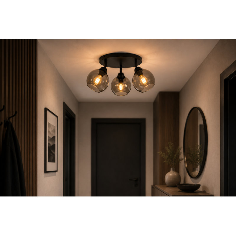Solen Glass Ceiling Spotlight, Black/Gold