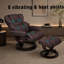 Fauteuil inclinable de massage à 8 points avec repose-pieds, fauteuil inclinable chauffant en cuir pour chat, base en bois cintré, fauteuil télé d'intérieur avec repose-pieds pour le salon et la chambre à coucher, brun