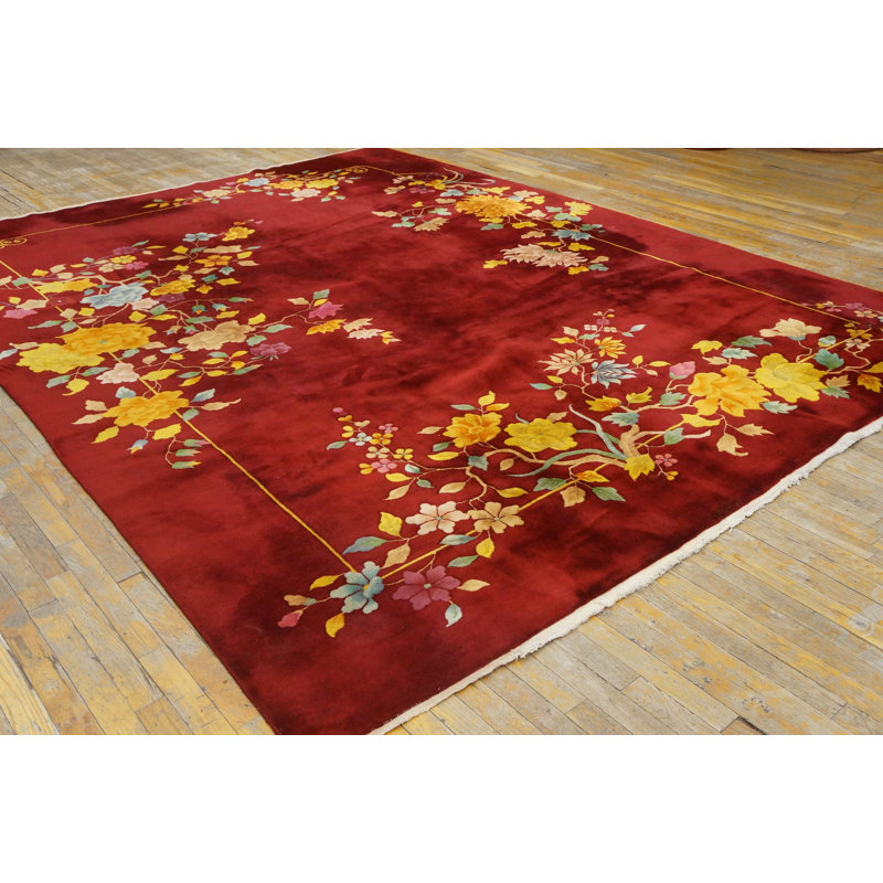 Tapis à motif floral antique de style chinois Bold