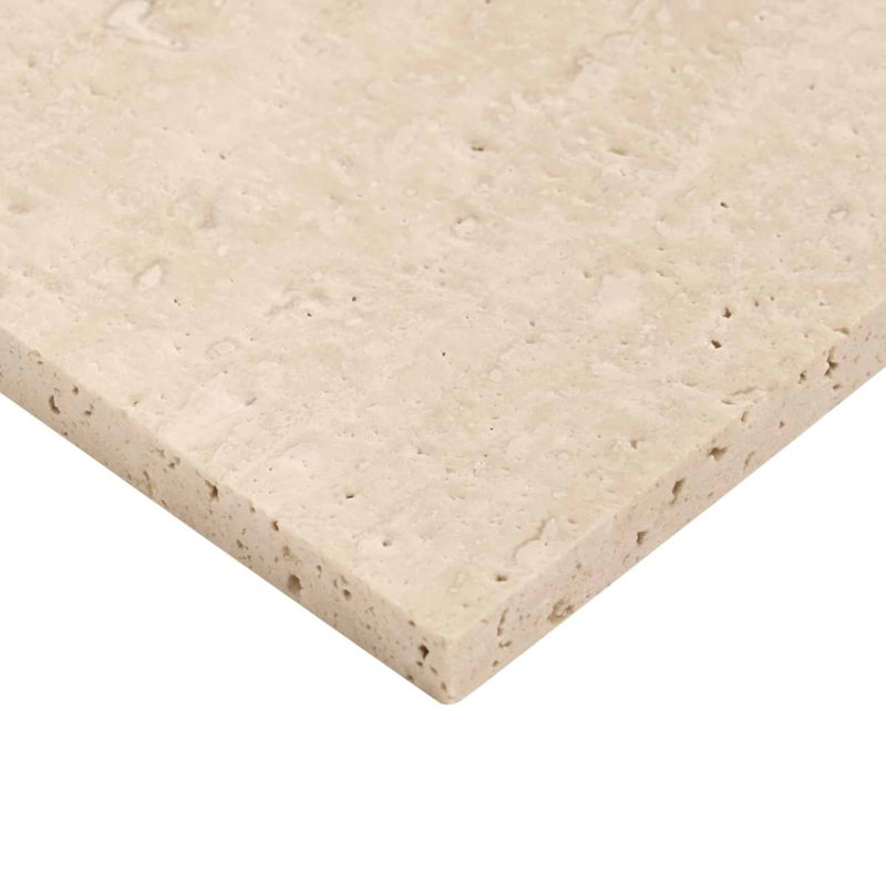 Travertine 4x4 Filled Brushed Vein Cut Tile, Ivory Brushed