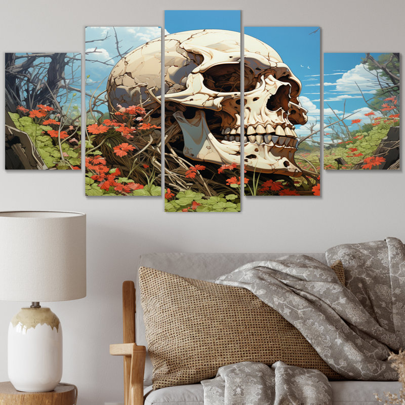 Tête de mort éternelle crâne II - décoration murale moderne - 5 panneaux