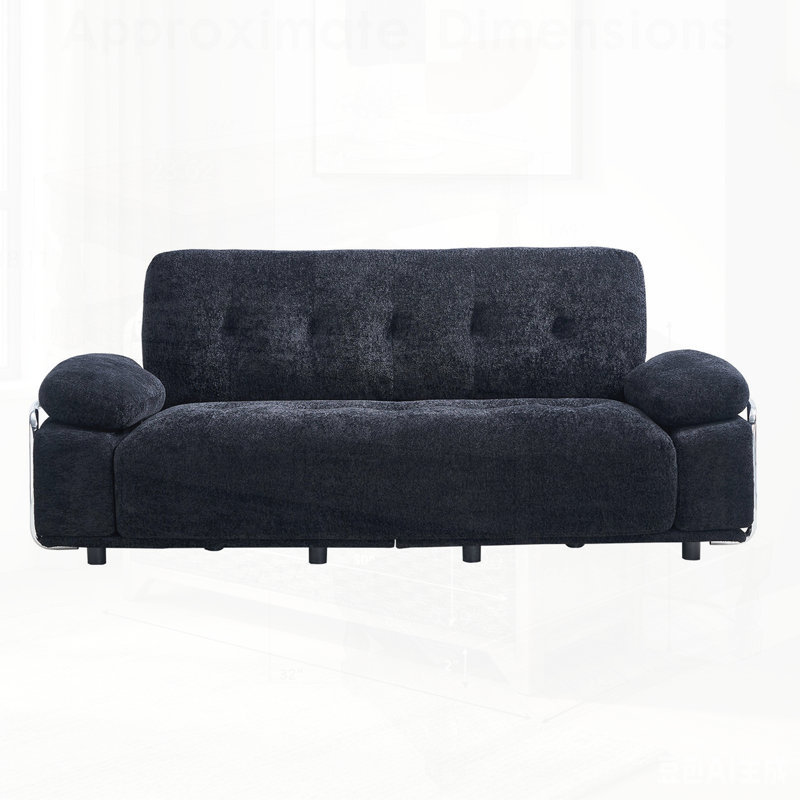 Canapé moderne avec coussins de siège et de dossier à compression, structure à accoudoirs en acier pour la durabilité, tissu chenille pour le confort