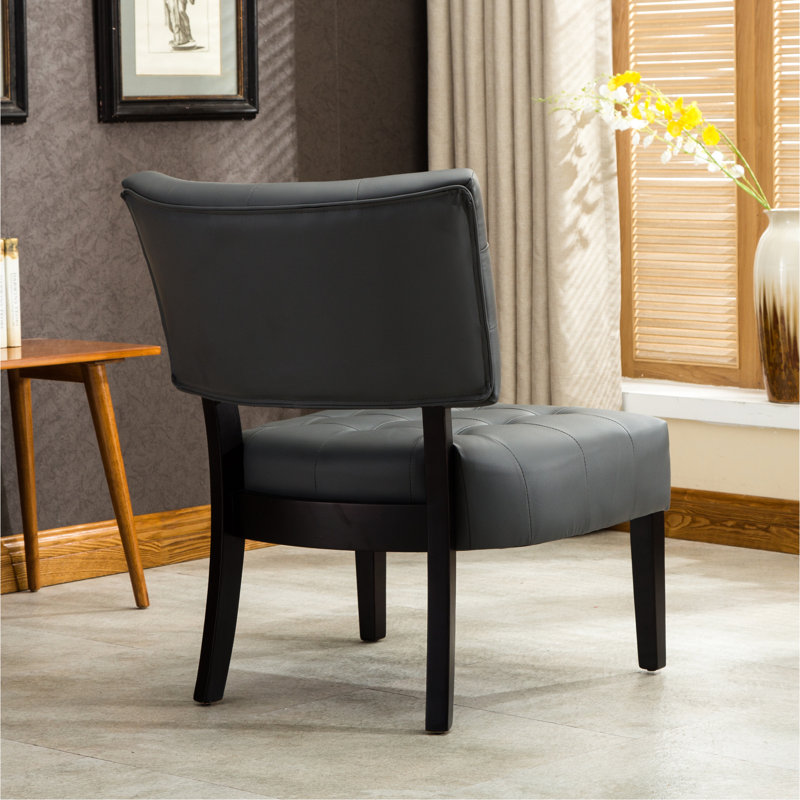 Fauteuil d'appoint en cuir mélangé gris - capitonnage surdimensionné respirant peu encombrant, Gris