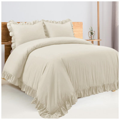 400TC Cotton Sateen Ruffle Duvet Cover Set