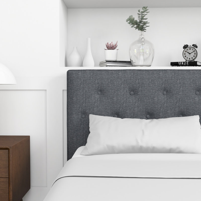 Lit plateforme tapissier Bobina, Grand, Gris foncé