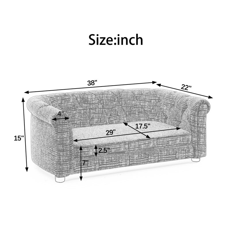 Contemporary Rectangular Linen Pet Sofa With Arc-Shaped Backrest And Armrests, Green