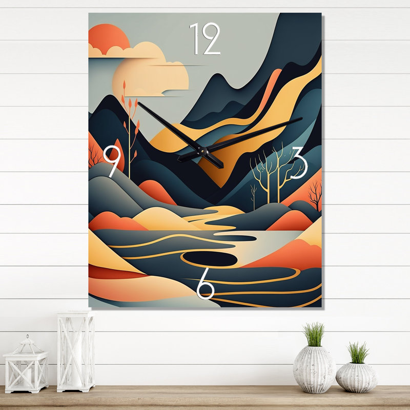 Jaweria - Abstract Landscape Wall Clock, Petit