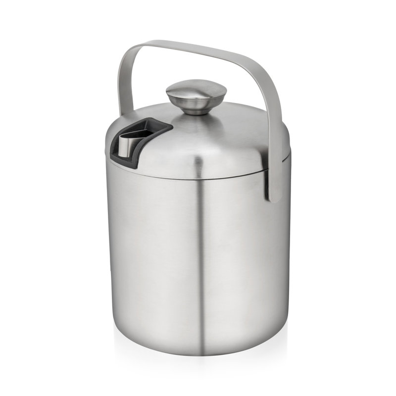 1.3L Stainless Steel Double-Walled Ice Bucket with Tongs