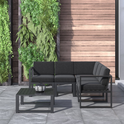 Ensemble de conversation modulaire 6 pièces avec coussins Tejas