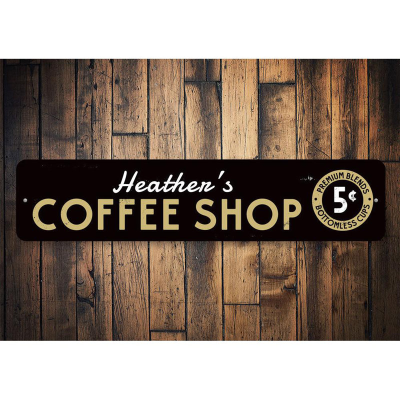 Enseigne en aluminium 5 Cent Coffee Shop, H 6 po x l 24 po x P 0,063 po