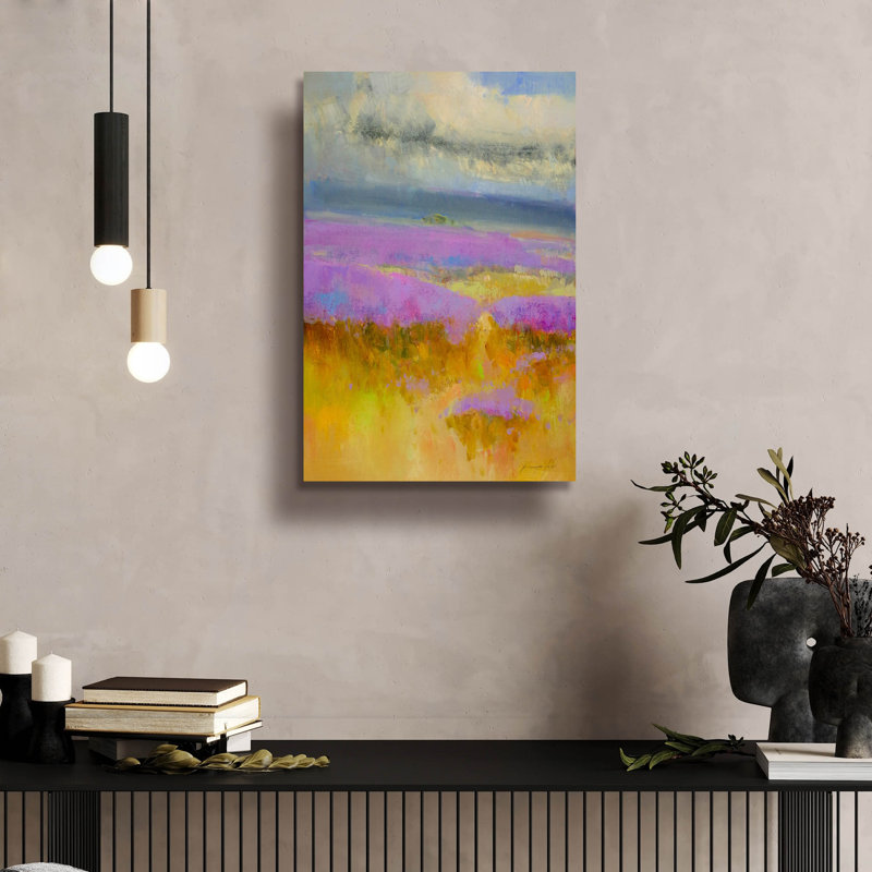 Art mural en verre Latitude Run® «Field Of Lavender 1» par Vahe Yeremyan, H 24 po x l 16 po x P 0,2 po