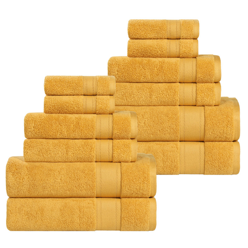 Coton absorbant doux Belmont, Ensemble de 12 serviettes, Doré