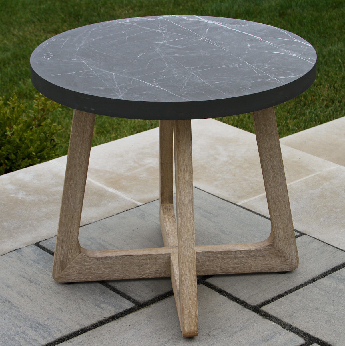 Posey 22" Patio Side Table, Black Marble
