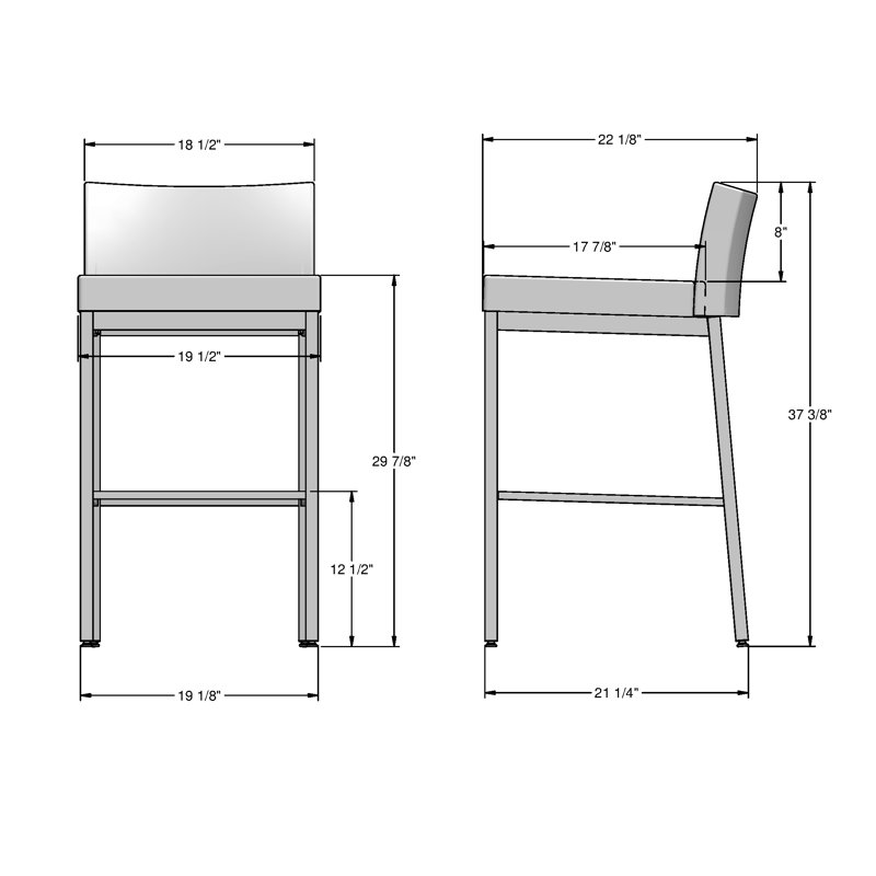 Tabouret de bar et de comptoir Felker, Gris taupe, Tabouret de bar (assise de 30 po de hauteur), Marron foncé