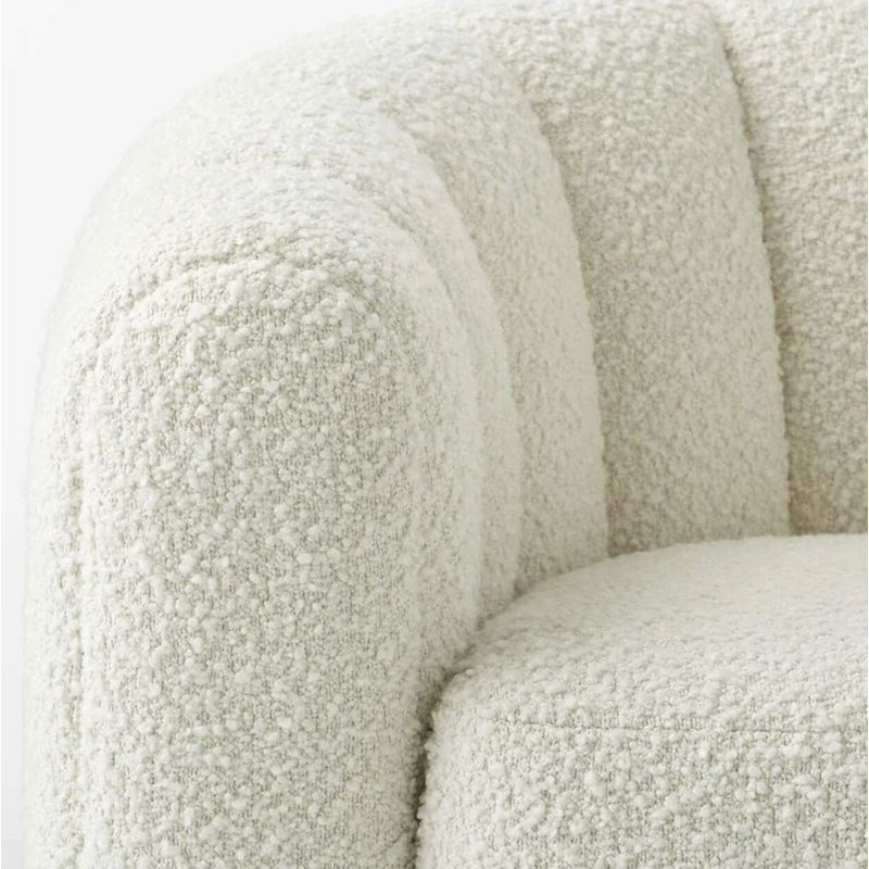 Sijbren Upholstered Swivel Accent Chair, White Boucle