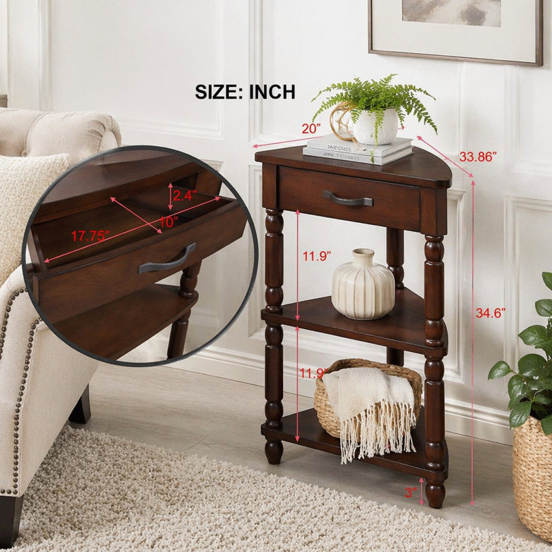 Petite table de coin 33,8 po, Light Espresso
