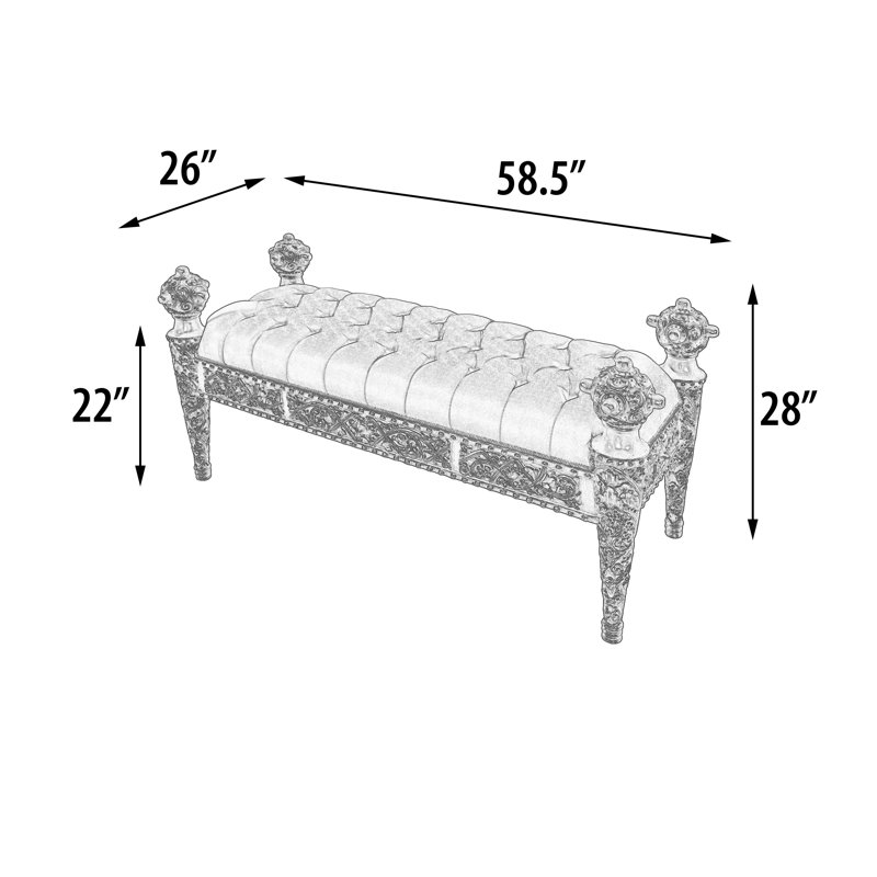 Taffeta Fabric Upholstered Bench