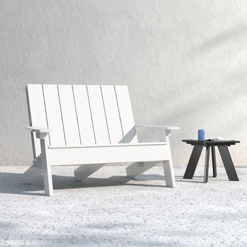 Byrnes Recycled Plastic Double Adirondack Loveseat, White