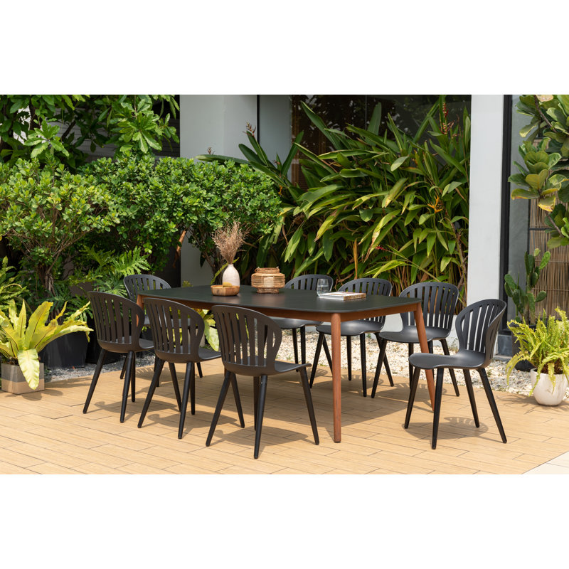 Patio Dining Set with, Black, Black