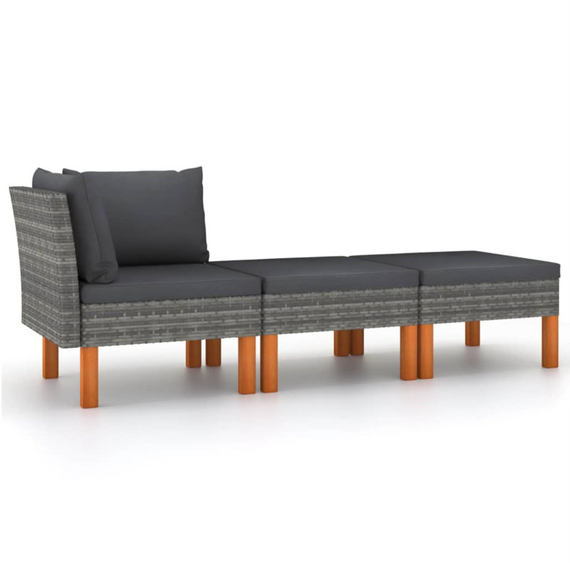 Rashieda 23.6" Wide Eucalyptus Square Patio Sectional Set with Cushions