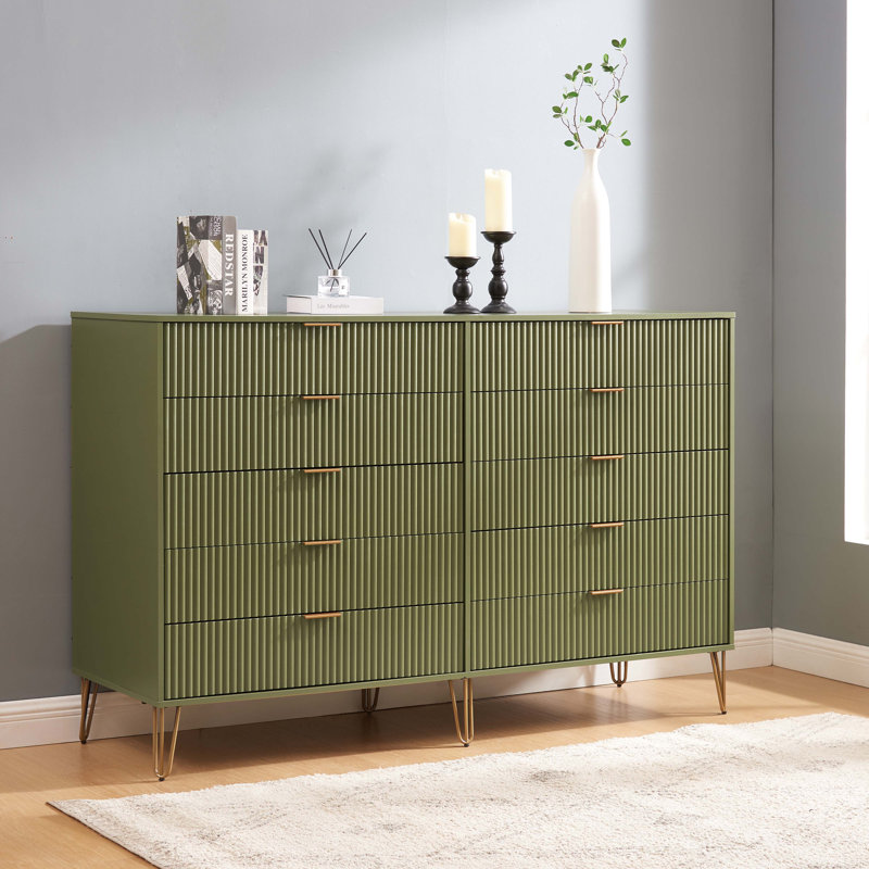 Commode double 70 po avec 10 tiroirs Dumbo, Vert