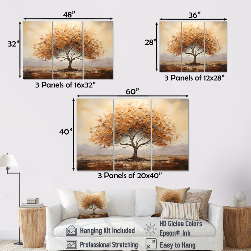 Arbre sauvage - Art mural africain, Toile tendue, H 40 po x l 61 po x P 1 po