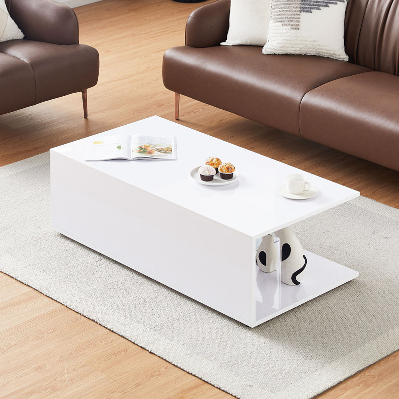 Coffee Table with Storage, White