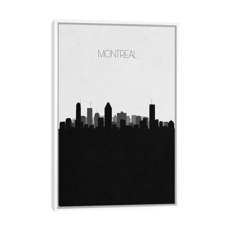 Montreal, Canada City Skyline 1 Piece Single Picture Frame and Floater Frame Wall Art on Canvas