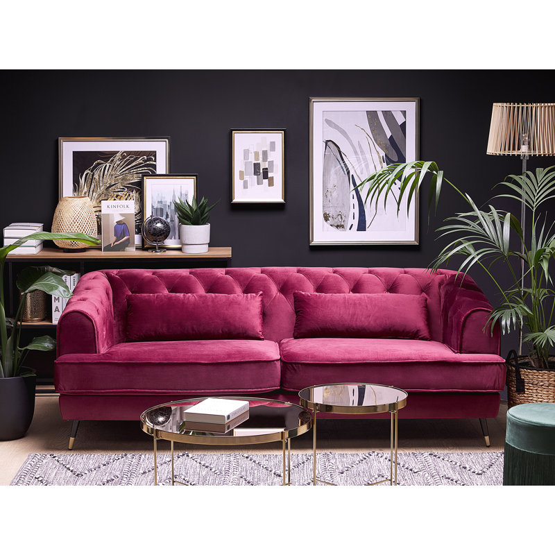 Cloutier Velvet Sofa, Burgundy