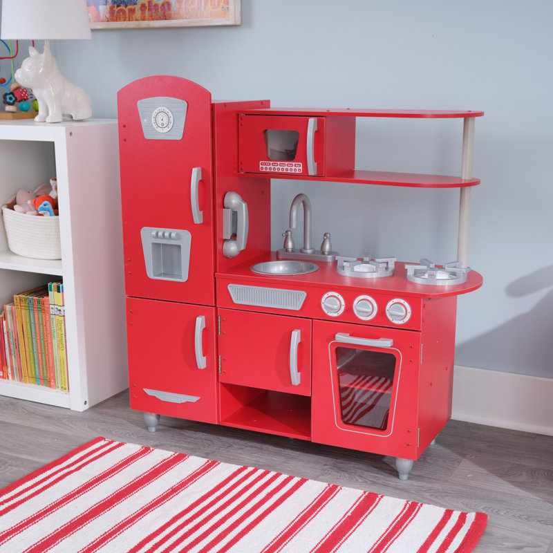 Vintage Play Kitchen Set, Red