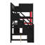 Lit mezzanine simple en bois à des fins de jeu, comprenant des escaliers pour le rangement, un bureau intégré, des tablettes et un panneau perforé-603650905-603650911