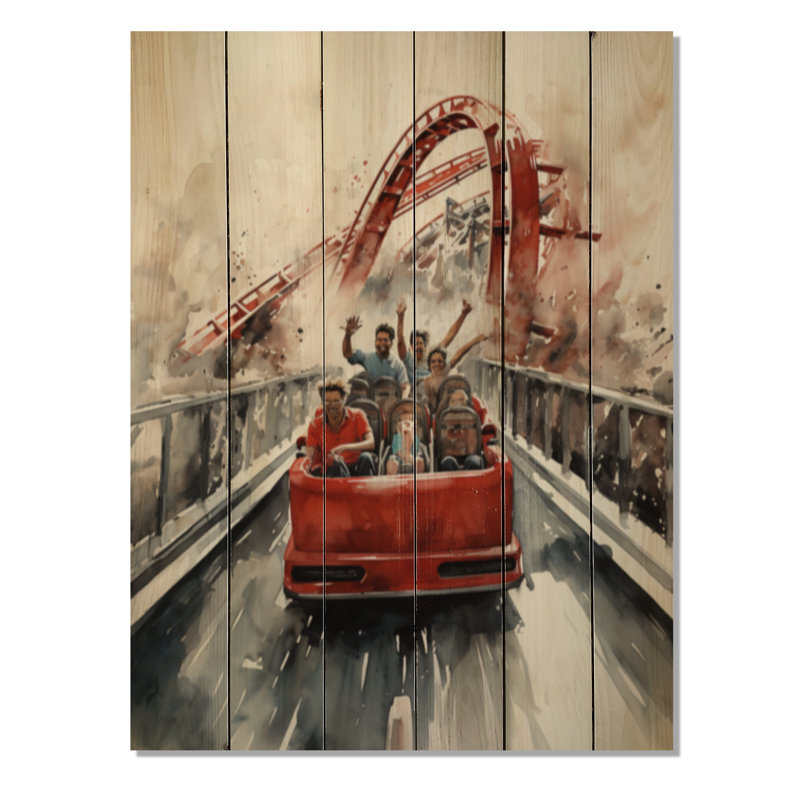 «Rollercoaster Thrill Seekers Delight III», reproduction sur bois, H 40 po x l 30 po x P 0,78 po