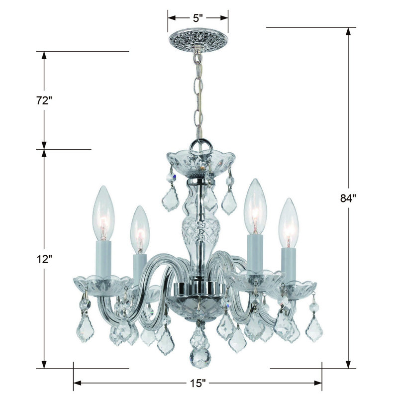 Eivind 4 - Light Dimmable Classic / Traditional Chandelier, Polished Chrome, Majestic Wood Polish