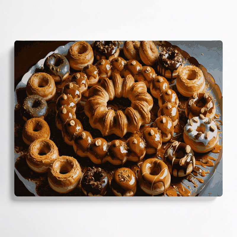 Desserts Cronuts Brown Metal Wall Art, 20" H x 30" W