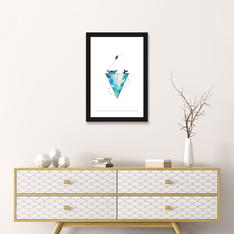 Art pour bateau, H 24 po x l 16 po x P 1 po, Papier avec cadre noir