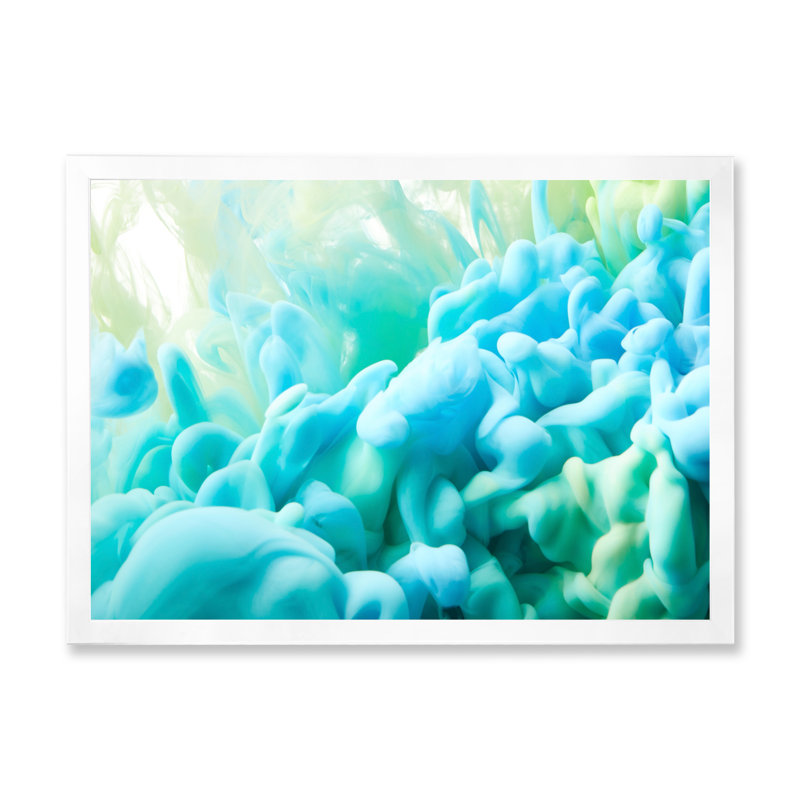 Encre bleue et liquide, reproduction sur toile flottante, H 8 po x l 12 po x P 1 po, Cadre photo blanc