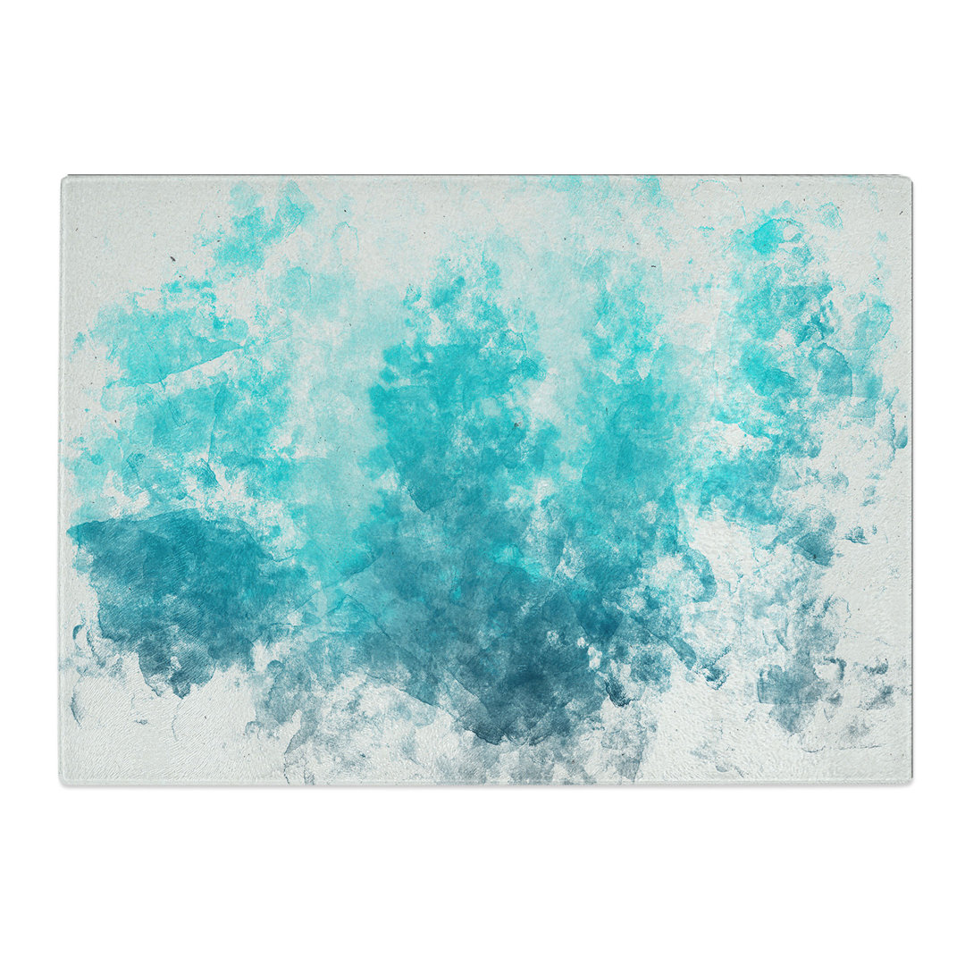Tempered Glass Teal Blue Forest Chopping Board