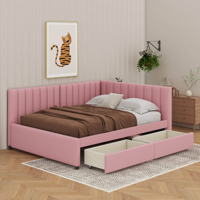 Full Size Upholstered Daybed With Storage Drawers