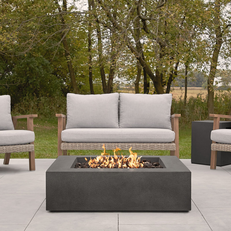 La Valle 42" Low Square Propane Fire Table, Carbon
