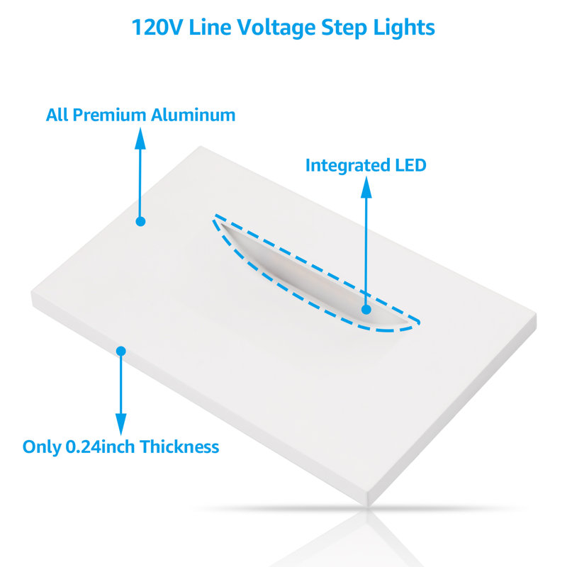 Step And Hall Hardwired 120-Volt White Horizontal Integrated LED Stair Light Step And Hall Hardwired 120-Volt White Horizontal Integrated LED Stair Light