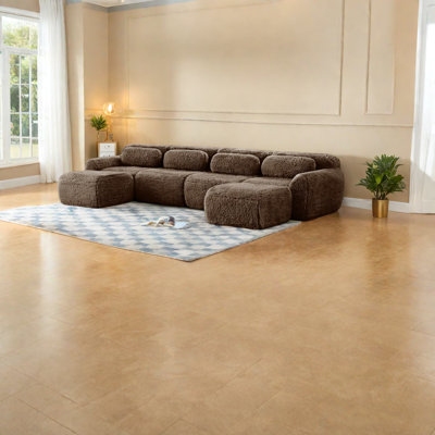 Ergonomic Chocolate Plush Sofa, Modern Multifunctional Design For Home